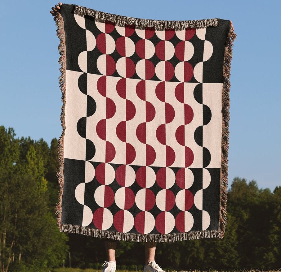 Red Noir Woven Throw Blanket