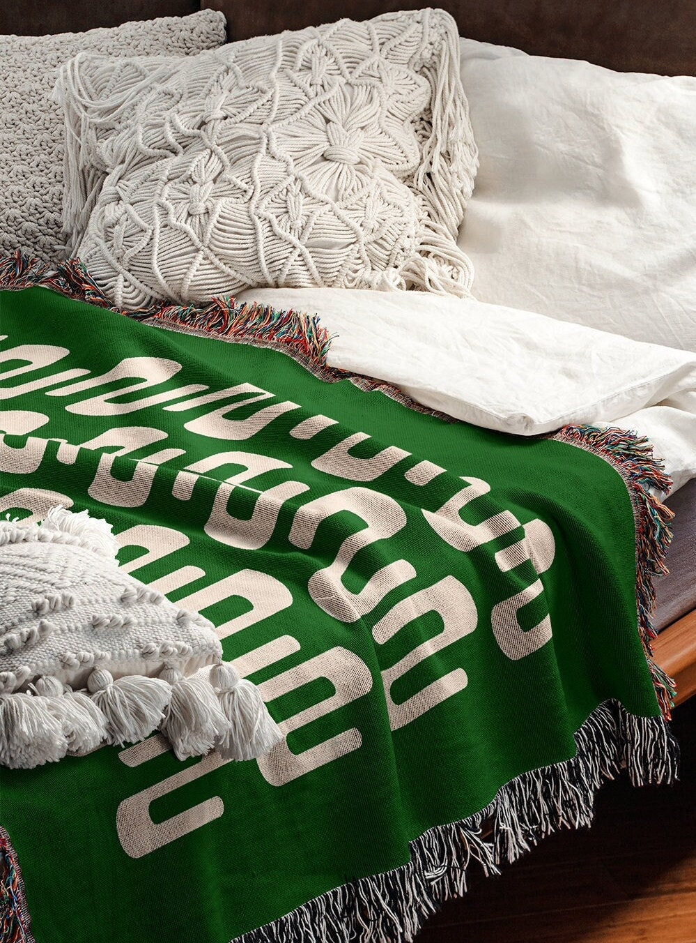 Green Signal Flow Woven Throw Blanket