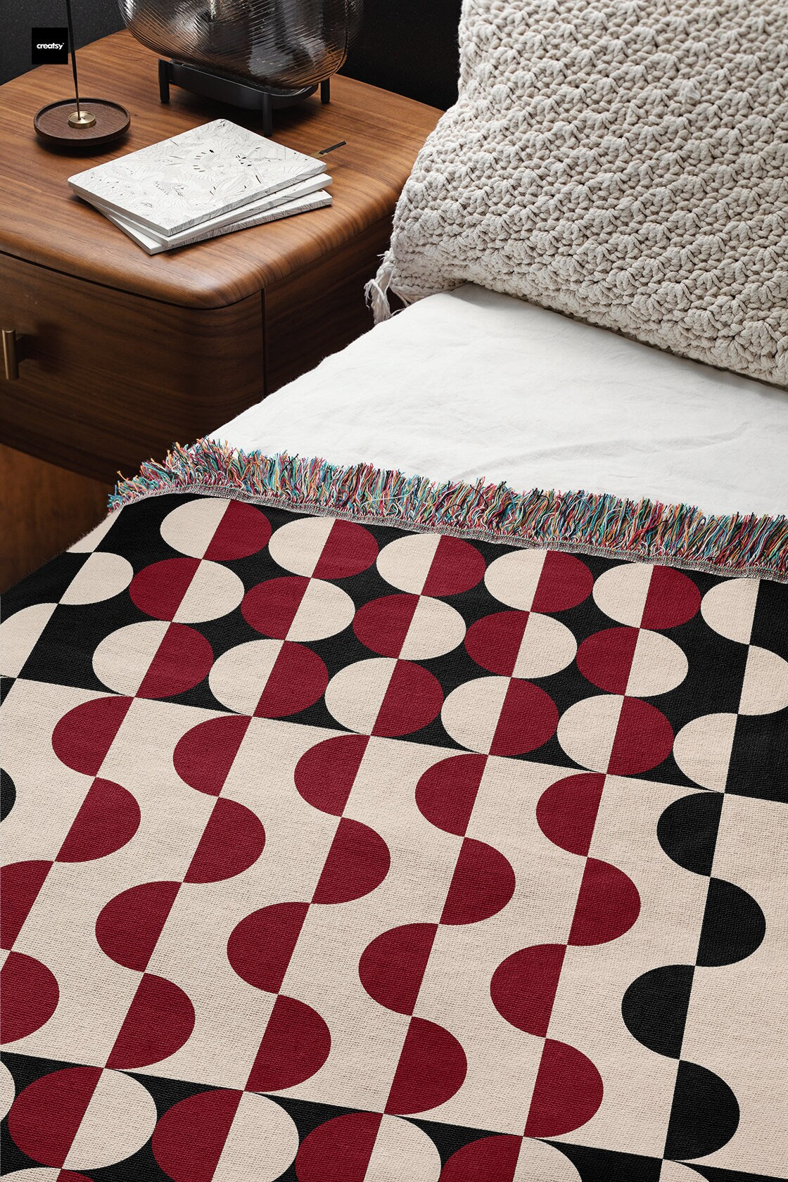Red Noir Woven Throw Blanket