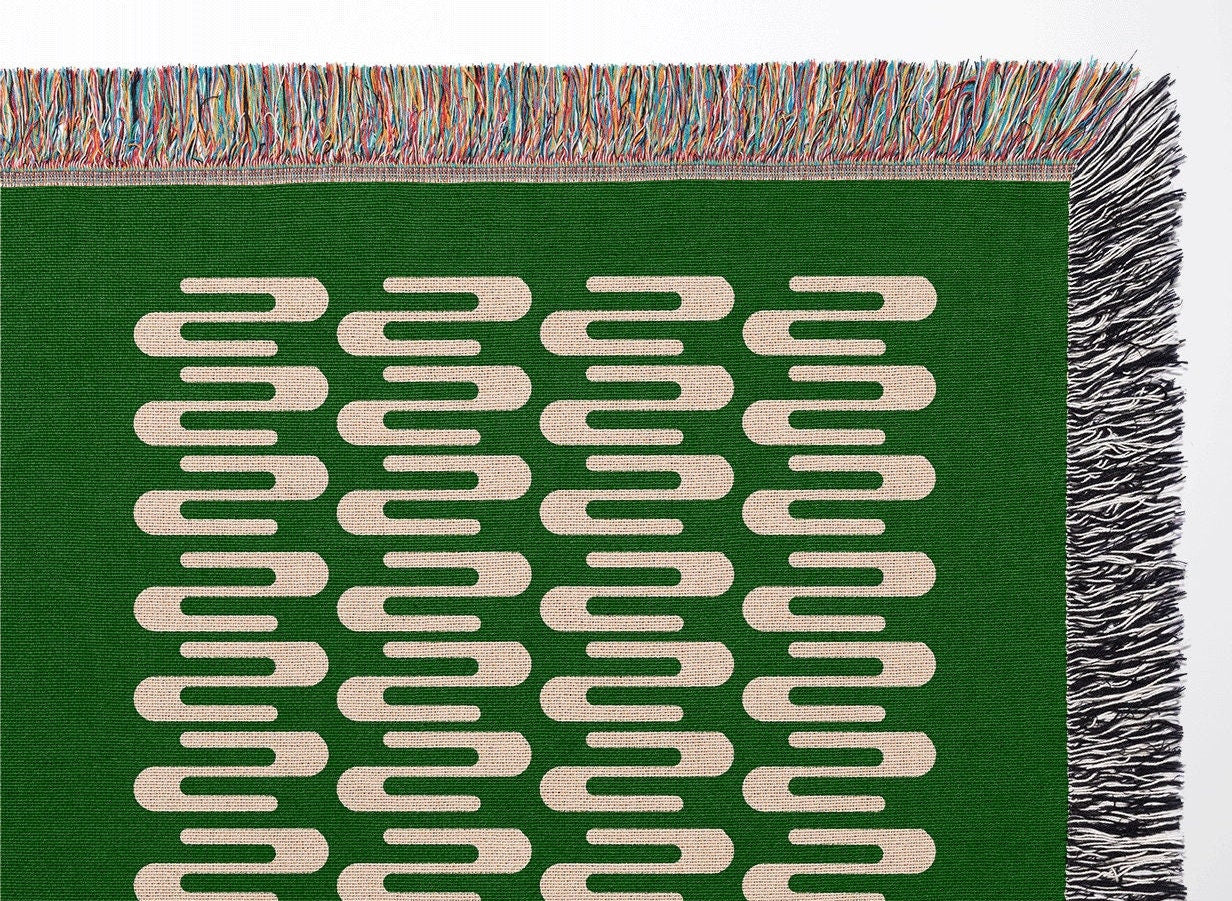 Green Signal Flow Woven Throw Blanket
