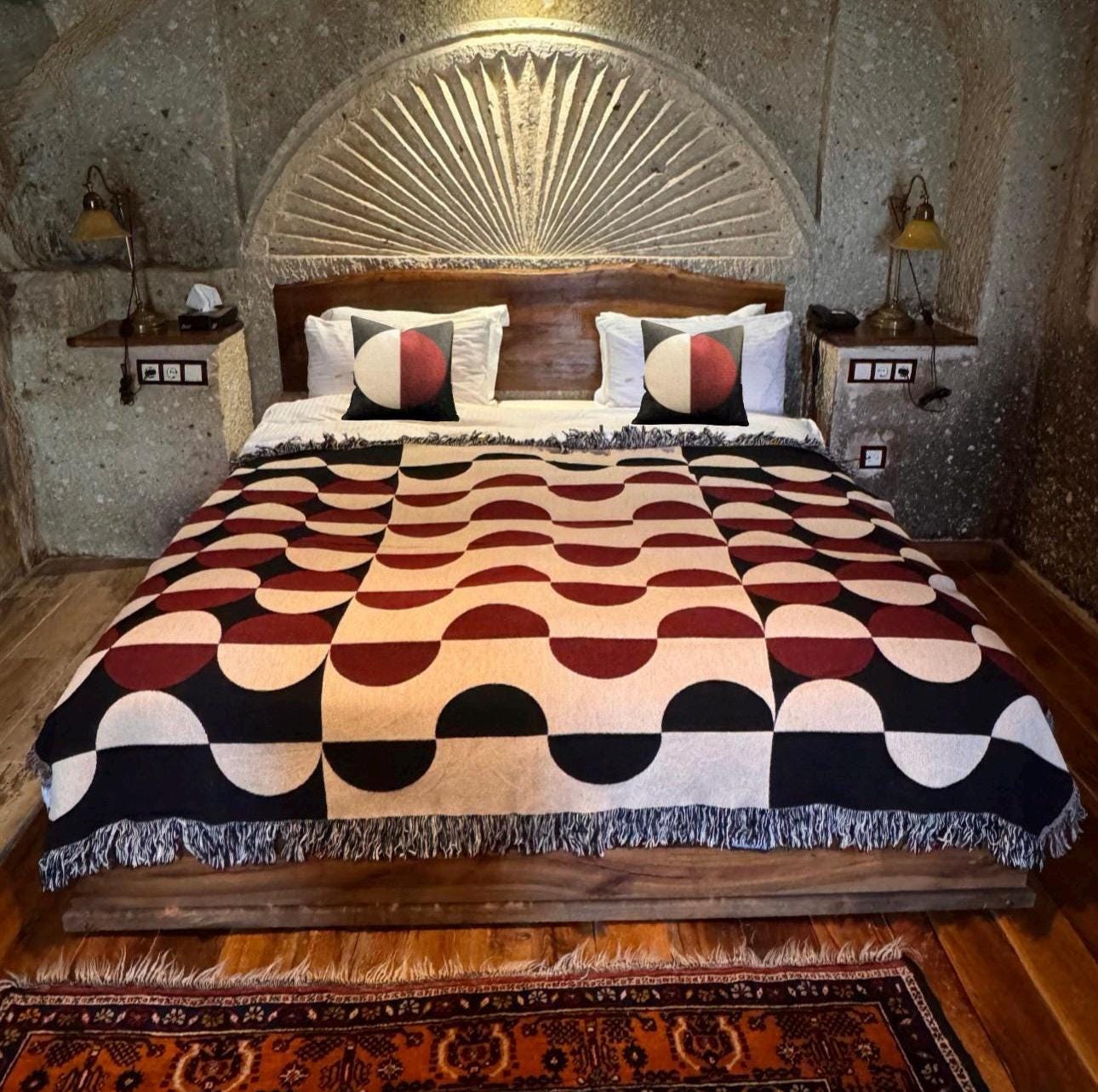 Red Noir Woven Throw Blanket