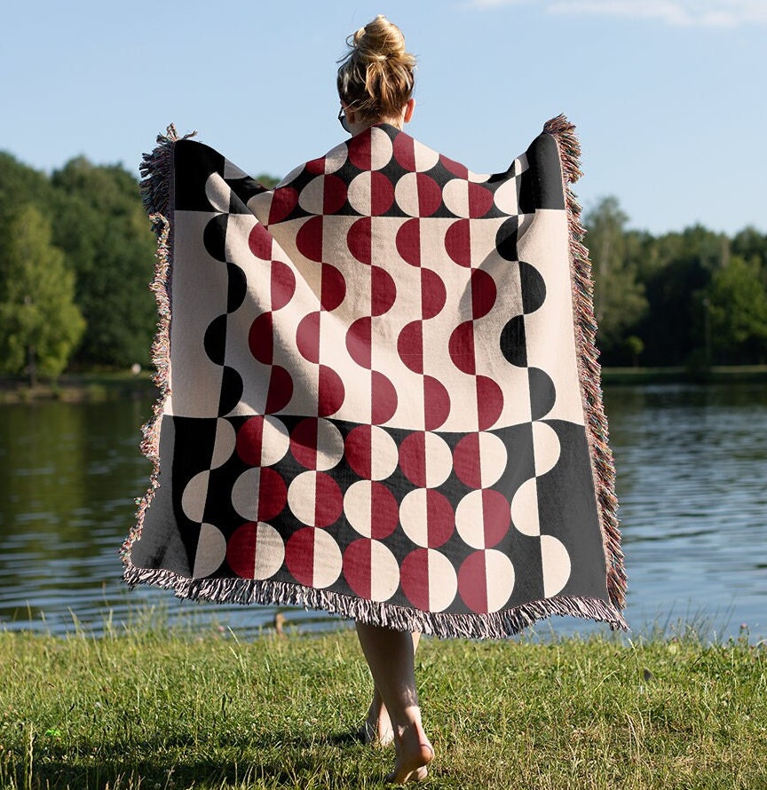 Red Noir Woven Throw Blanket