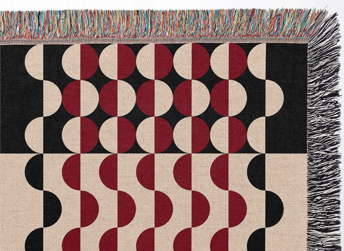 Red Noir Woven Throw Blanket