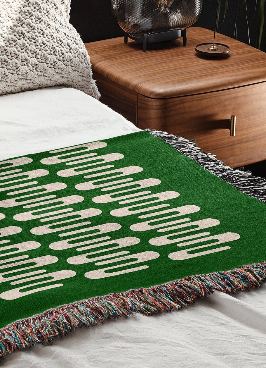 Green Signal Flow Woven Throw Blanket