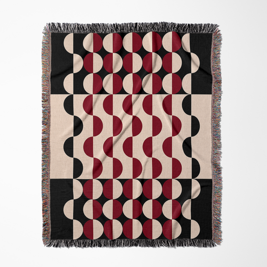 Red Noir Woven Throw Blanket