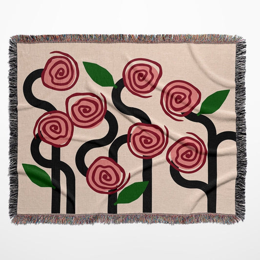 Swirly Flowers Woven Throw Blanket