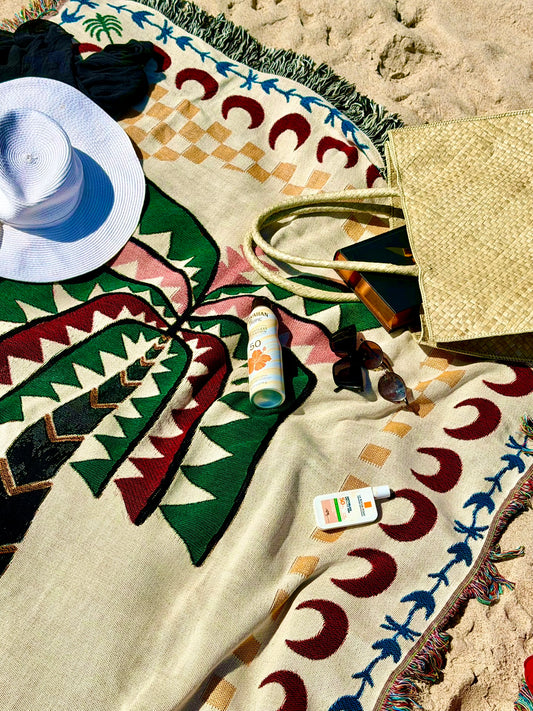 Palms & Crescents Woven Throw Blanket