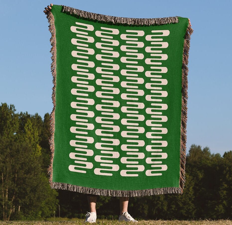 Green Signal Flow Woven Throw Blanket