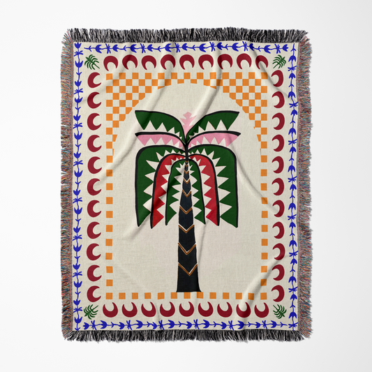Palms & Crescents Woven Throw Blanket
